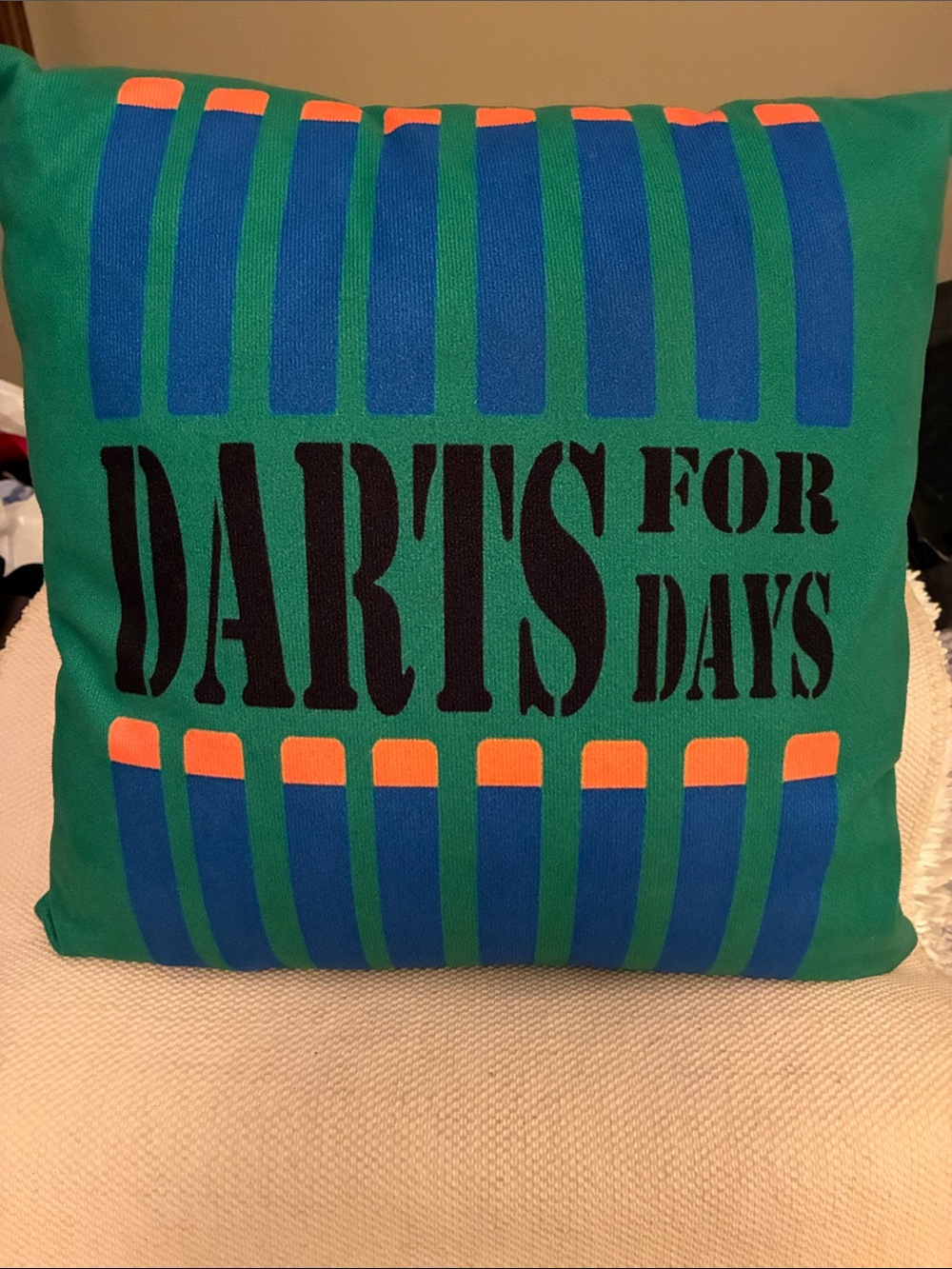 “Noeyebob” Darts for Days”  Decorative Pillow Gamer bed accent-Man Cave